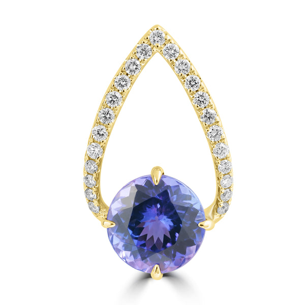 2.61ct Tanzanite Pendants with 0.224tct Diamond set in 18K Yellow Gold