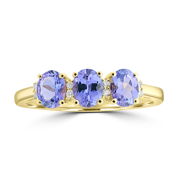 1.05ct Tanzanite Rings with 0.032tct Diamond set in 18K Yellow Gold