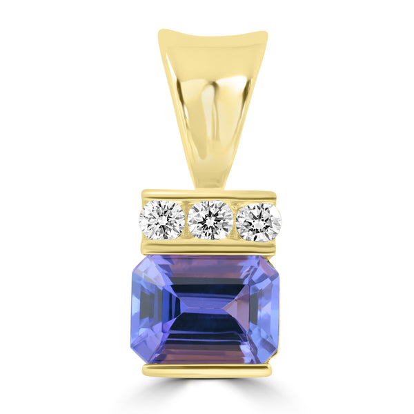 2.21ct Tanzanite Pendants with 0.236tct Diamond set in 18K Yellow Gold