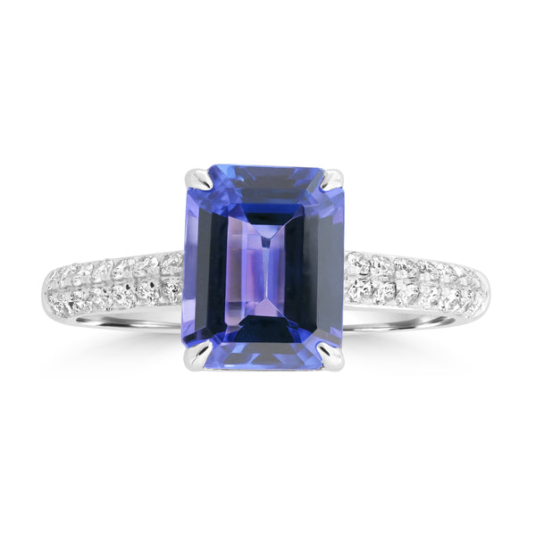 2.3ct Tanzanite Rings with 0.263tct Diamond set in 18K White Gold