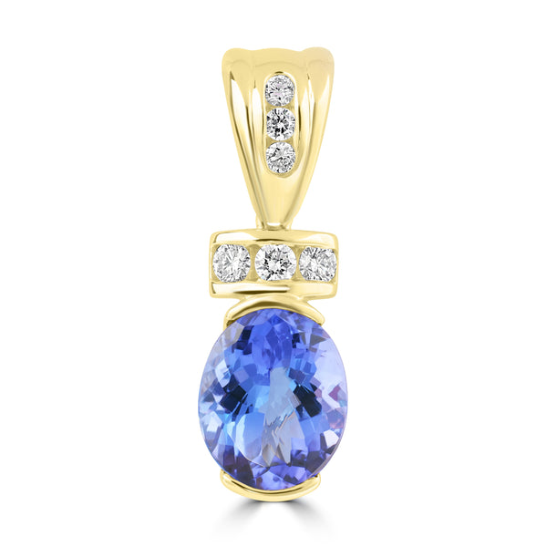 4.33ct Tanzanite Pendants with 0.349tct Diamond set in 18K Yellow Gold