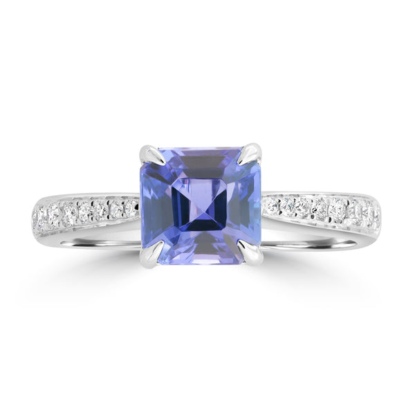 2.03ct Tanzanite Rings with 0.182tct Diamond set in 18K White Gold