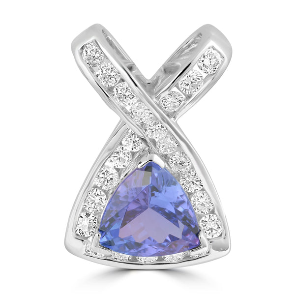 1.84ct Tanzanite Pendants with 0.71tct Diamond set in 18K White Gold