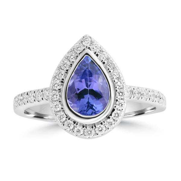 1.11ct Tanzanite Rings with 0.339tct Diamond set in 18K White Gold