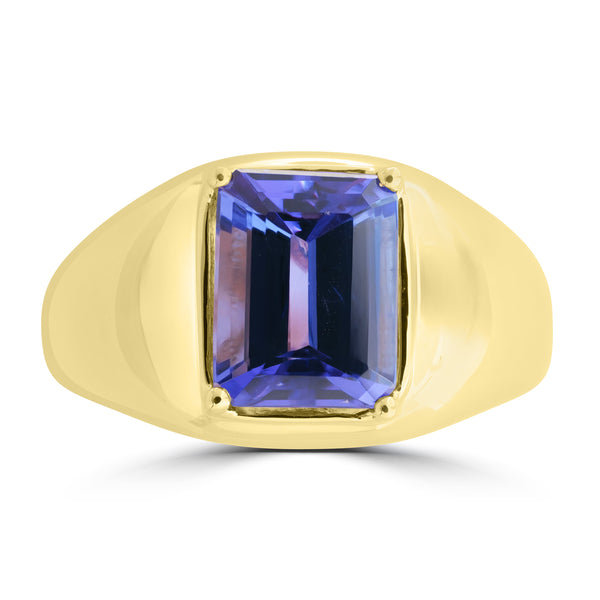 3.2ct Tanzanite Rings with tct  set in 18K Yellow Gold