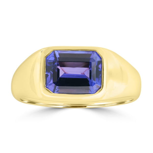 3.12ct Tanzanite Rings with tct  set in 18K Yellow Gold