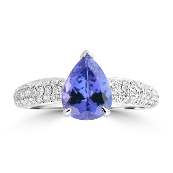 1.9ct Tanzanite Rings with 0.377tct Diamond set in 18K White Gold