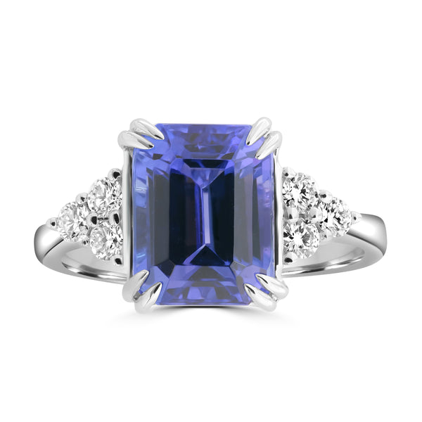 4.42ct Tanzanite Rings with 0.278tct Diamond set in 18K White Gold