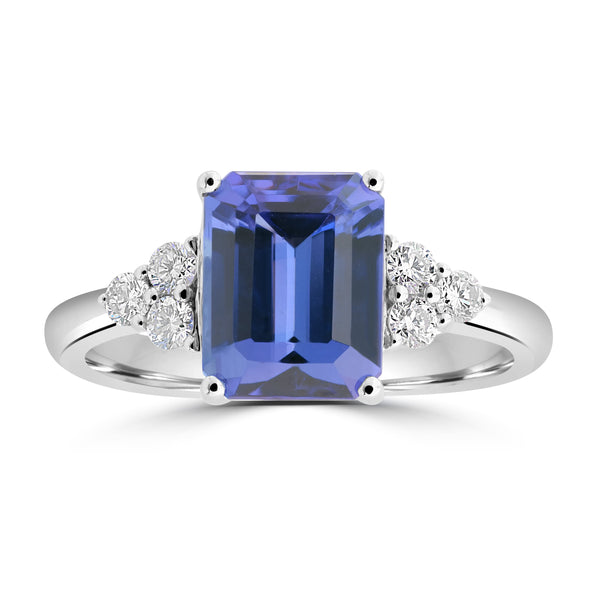 3.17ct Tanzanite Rings with 0.251tct Diamond set in 18K White Gold