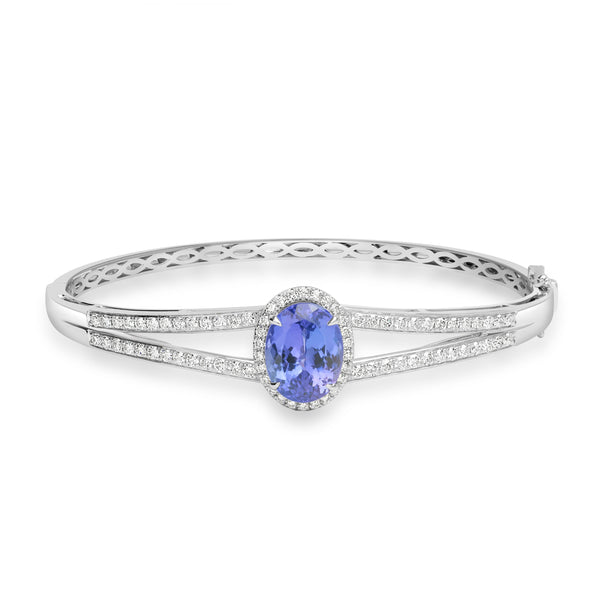 6.25ct Tanzanite Bangles with 1.174tct Diamond set in 18K White Gold