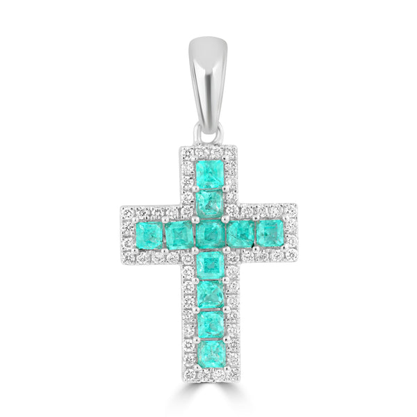 0.5ct Paraiba Tourmaline Pendants with 0.19tct Diamond set in 18K White Gold