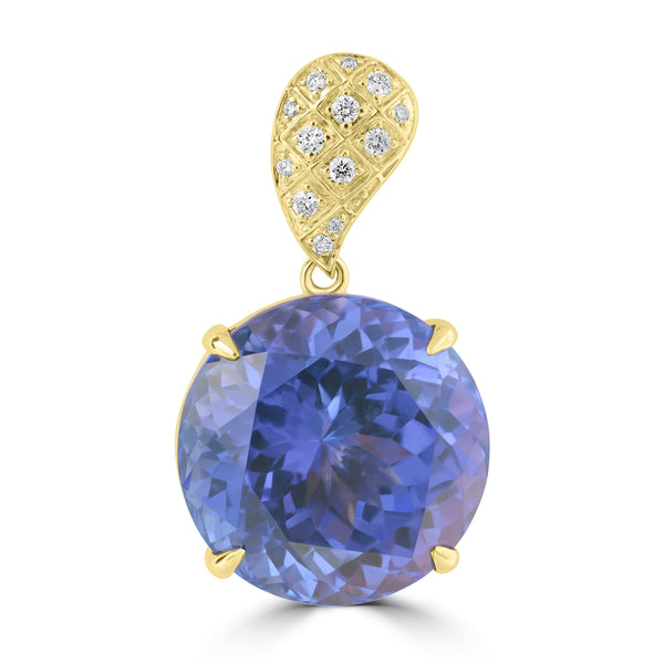 17.68ct Tanzanite Pendants with 0.097tct Diamond set in 18K Yellow Gold