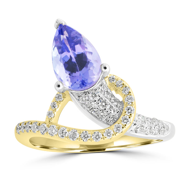 1.55ct Tanzanite Rings with 0.344tct Diamond set in 18K Two Tone Gold