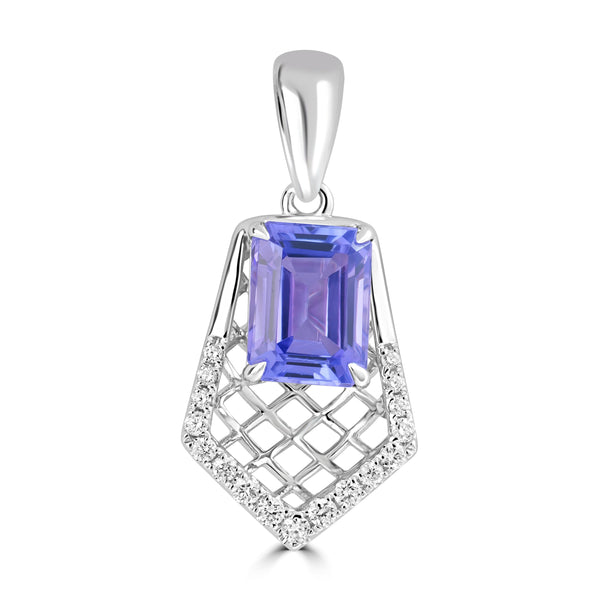 1.69ct Tanzanite Pendants with 0.129tct Diamond set in 18K White Gold