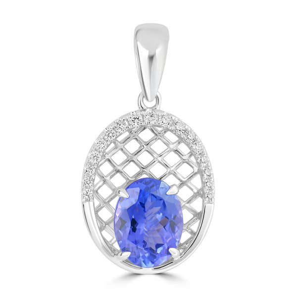 1.86ct Tanzanite Pendants with 0.131tct Diamond set in 18K White Gold