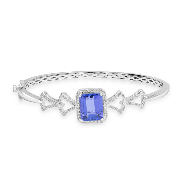 5.01ct Tanzanite Bangles with 0.562tct Diamond set in 18K White Gold