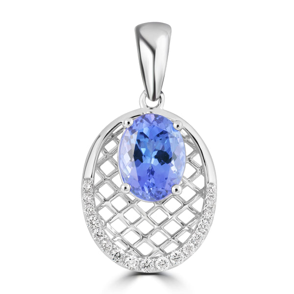 1.96ct Tanzanite Pendants with 0.133tct Diamond set in 18K White Gold