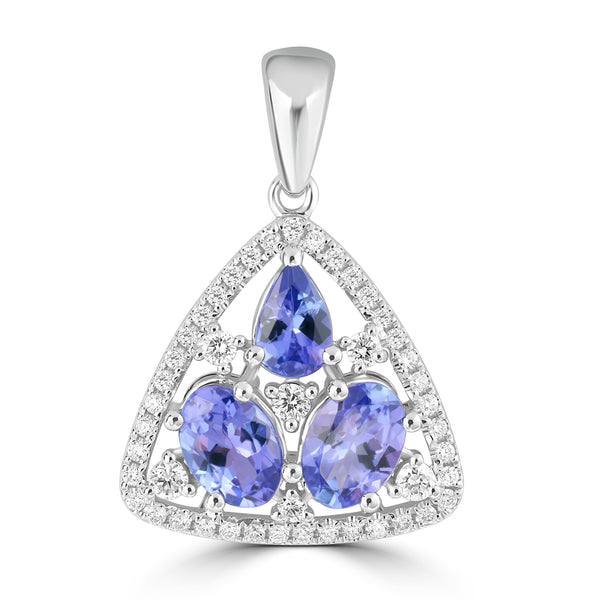 1.84ct Tanzanite Pendants with 0.376tct Diamond set in 18K White Gold