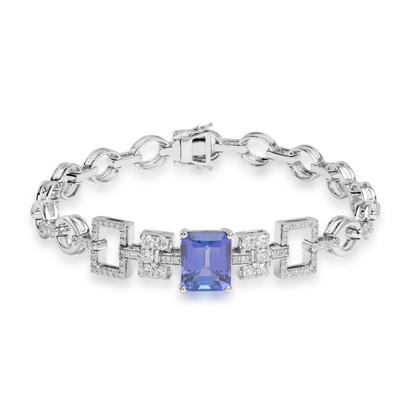 4.62ct Tanzanite Bracelets with 1.606tct Diamond set in 18K White Gold