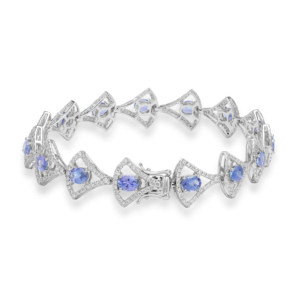 4.99ct Tanzanite Bracelets with 1.618tct Diamond set in 18K White Gold