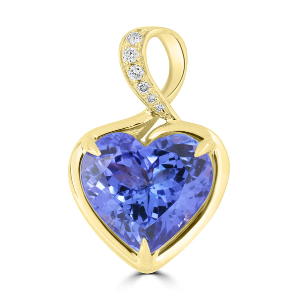 7.99ct Tanzanite Pendants with 0.071tct Diamond set in 14K Yellow Gold