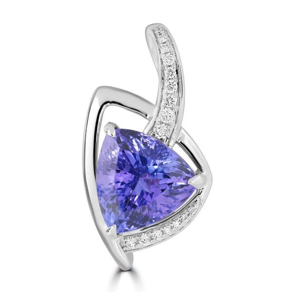 5.33ct Tanzanite Pendants with 0.141tct Diamond set in 14K White Gold