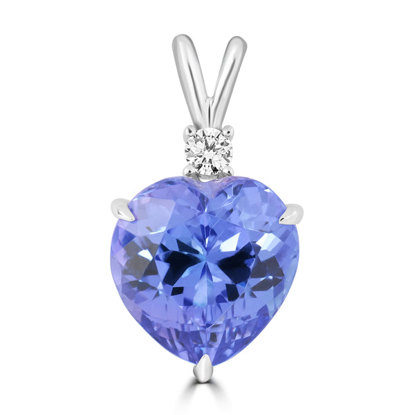 7.09ct Tanzanite Pendants with 0.1tct Diamond set in 14K White Gold