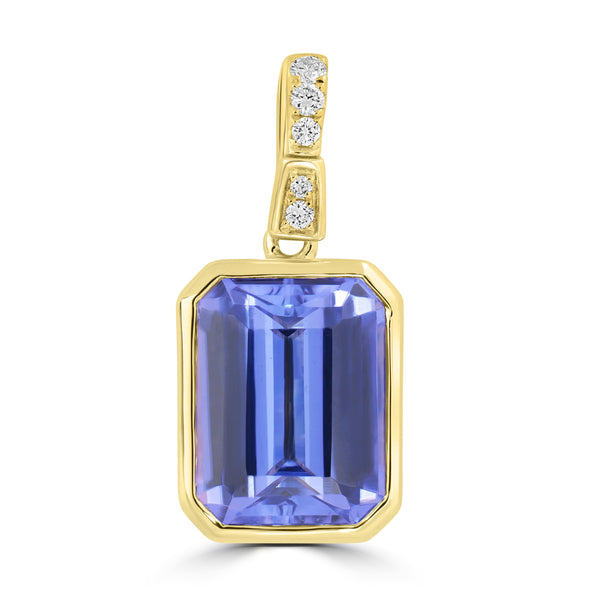 5.71ct Tanzanite Pendants with 0.06tct Diamond set in 14K Yellow Gold