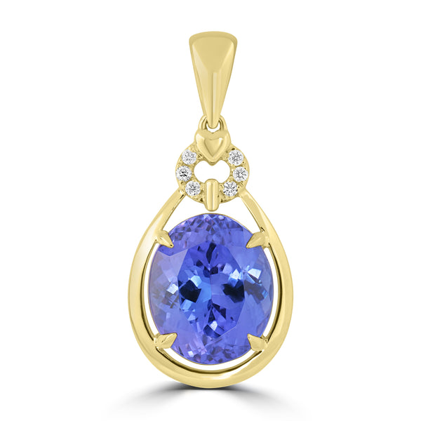 5.29ct Tanzanite Pendants with 0.05tct Diamond set in 18K Yellow Gold