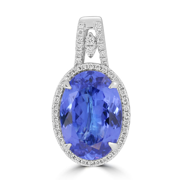 6.03ct Tanzanite Pendants with 0.206tct Diamond set in 18K White Gold