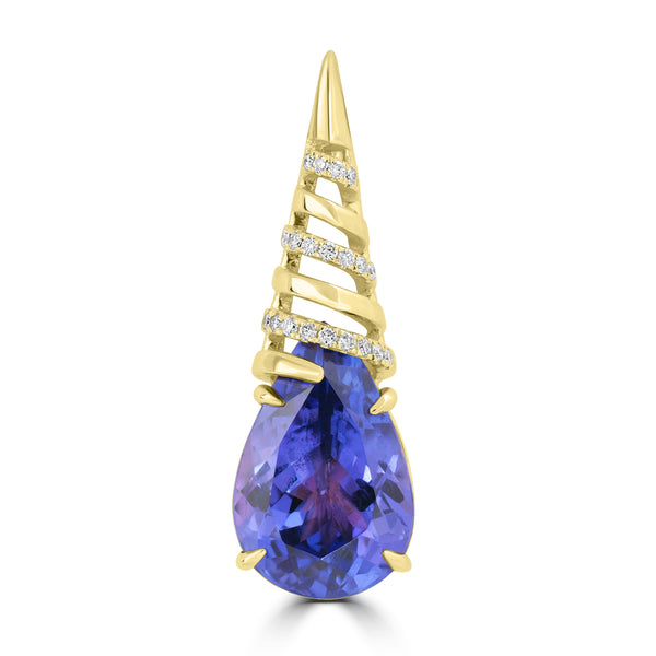 5.62ct Tanzanite Pendants with 0.09tct Diamond set in 18K Yellow Gold