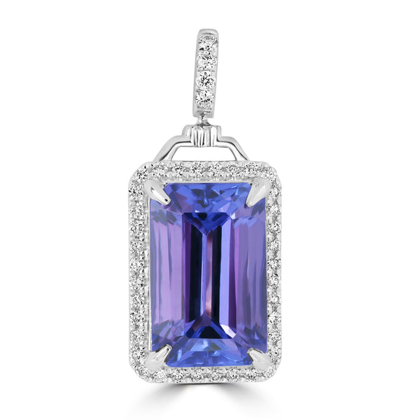 3.08ct Tanzanite Pendants with 0.113tct Diamond set in 18K White Gold