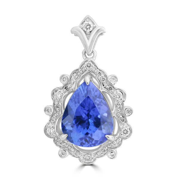 3.52ct Tanzanite Pendants with 0.156tct Diamond set in 18K White Gold