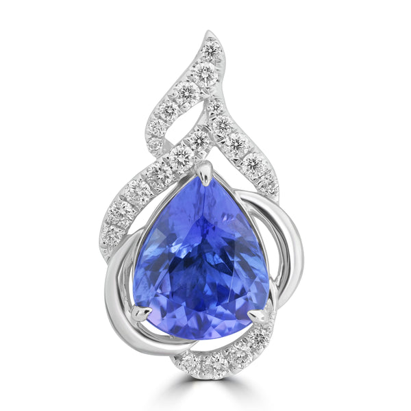 3.39ct Tanzanite Pendants with 0.289tct Diamond set in 18K White Gold