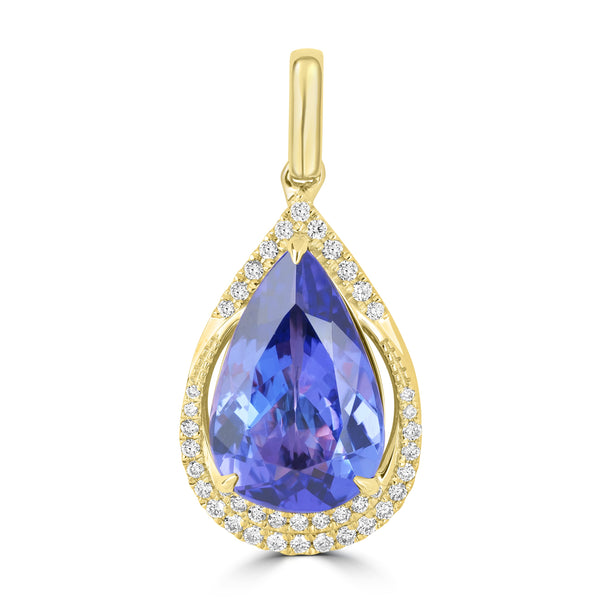 4.94ct Tanzanite Pendants with 0.234tct Diamond set in 18K Yellow Gold