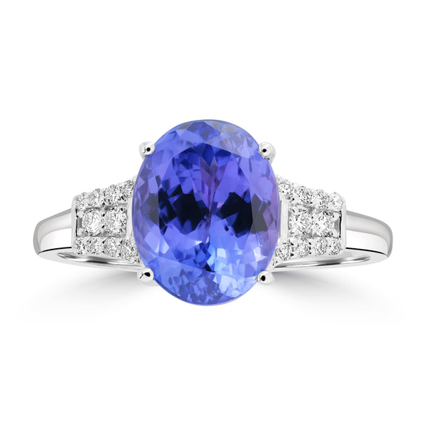 3.63ct Tanzanite Rings with 0.14tct Diamond set in 18K White Gold