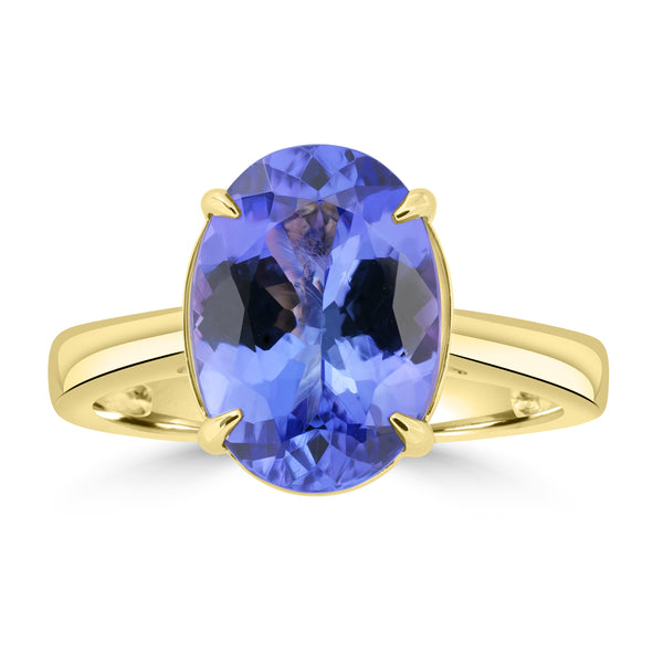 4.06ct Tanzanite Rings set in 18K Yellow Gold