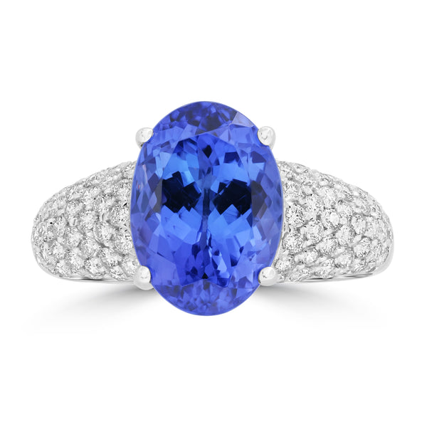 4.67ct Tanzanite Rings with 0.627tct Diamond set in 18K White Gold