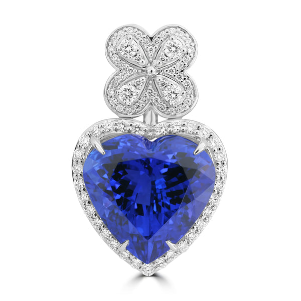 14.15ct Tanzanite Pendants with 0.76tct Diamond set in 18K White Gold