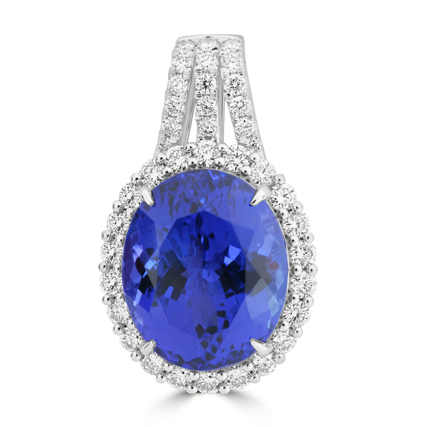 15.66ct Tanzanite Pendants with 1.348tct Diamond set in 18K White Gold