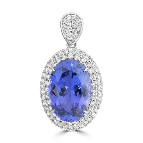 16.96ct Tanzanite Pendants with 1.696tct Diamond set in 18K White Gold