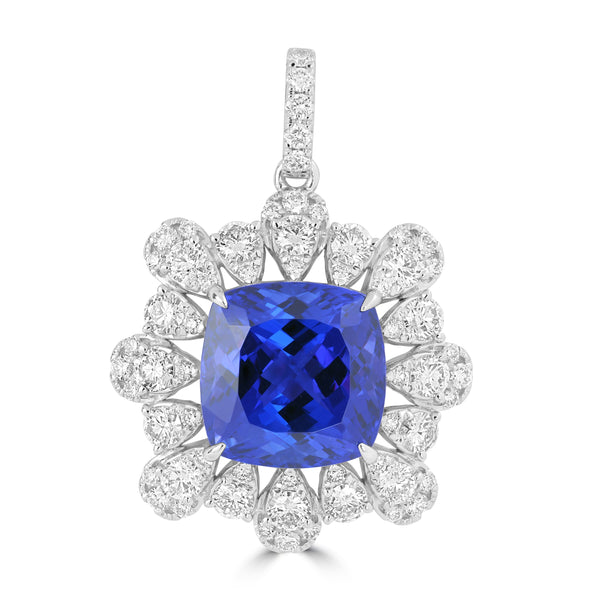 16.39ct Tanzanite Pendants with 3.066tct Diamond set in 18K White Gold