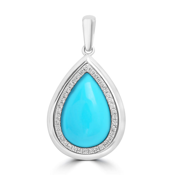 4.84ct Turquoise Pendants with 0.17tct Diamond set in 14K White Gold