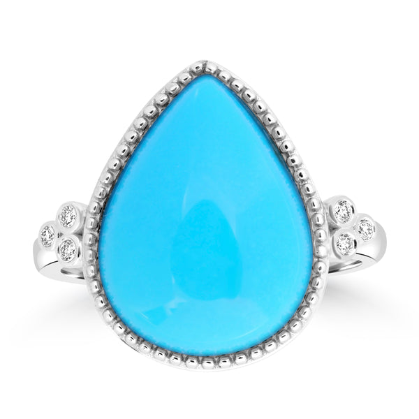 6.91ct Turquoise Rings with 0.05tct Diamond set in 14K White Gold