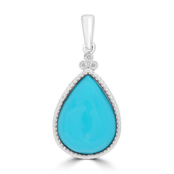 7.42ct Turquoise Pendants with 0.026tct Diamond set in 14K White Gold