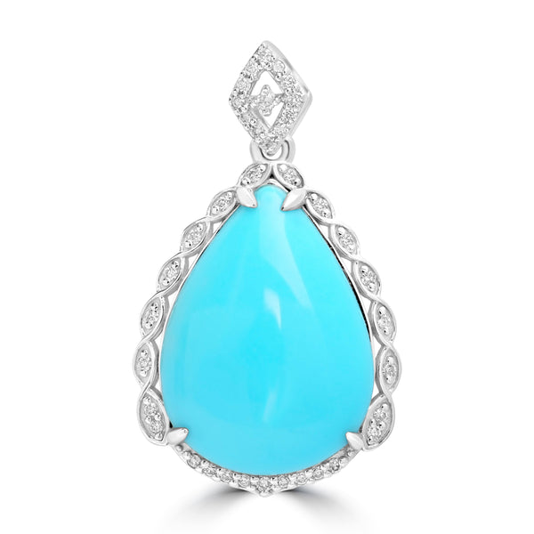 4.83ct Turquoise Pendants with 0.1tct Diamond set in 14K White Gold