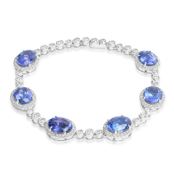 16.85ct Tanzanite Bracelets with 2.258tct Diamond set in 18K White Gold