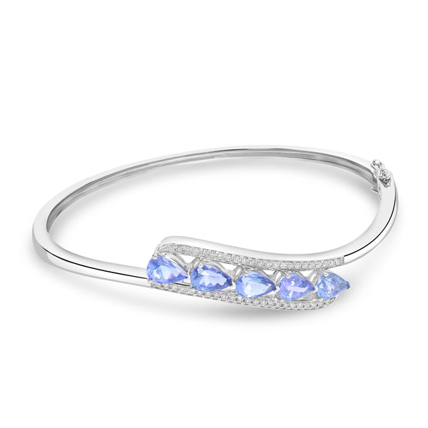 3.87ct Tanzanite Bangles with 0.326tct Diamond set in 18K White Gold