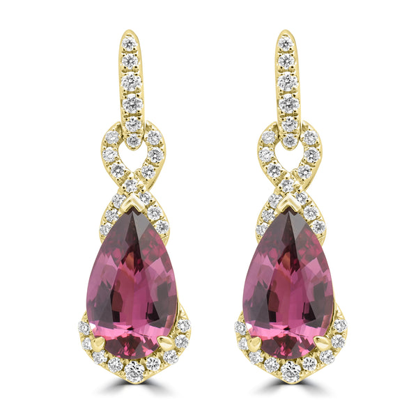 2.7ct Spinel Earrings with 0.284tct Diamond set in 18K Yellow Gold