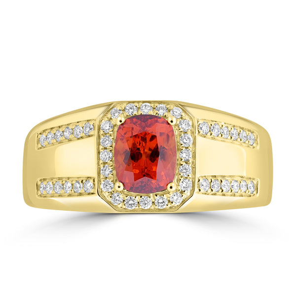 1.48ct Spessartite Rings with 0.274tct Diamond set in 18K Yellow Gold